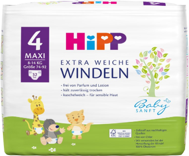 Hipp Babysanft Windeln groesse 4 pack mit 32 Windeln